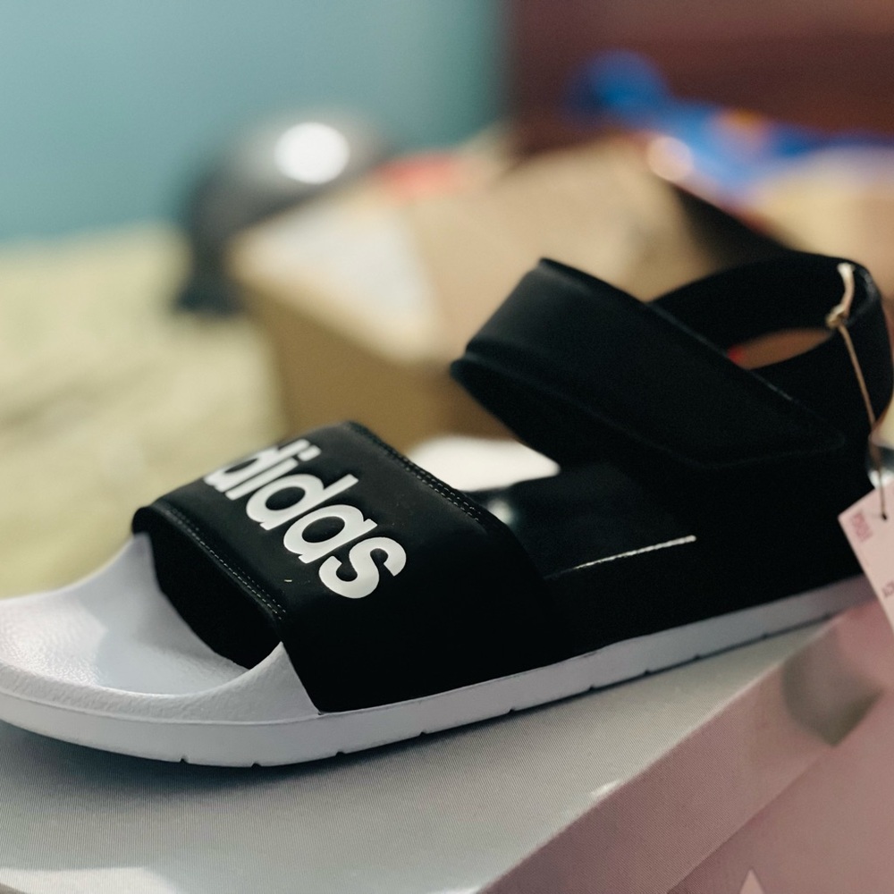 adidas Adilette Unisex Sandals - Black/White, Size 11 Men/12 Women